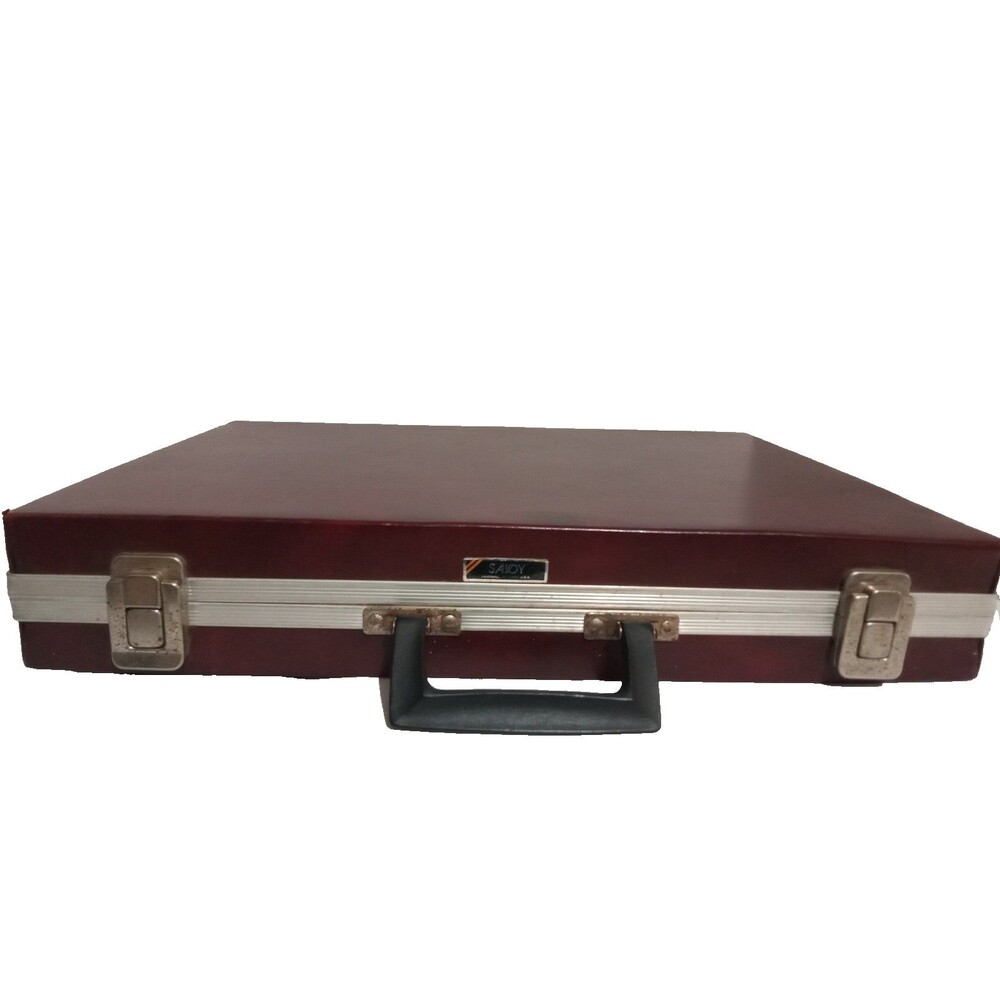 Vintage Savoy Faux Leather 60 Cassette Tape Holder Storage Carry Case w/ Handle